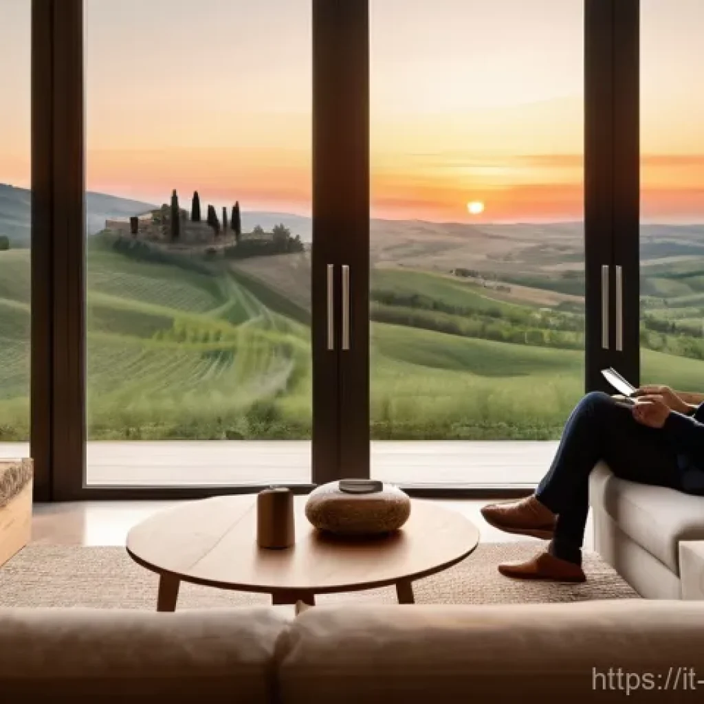 에너지 절약 기술과 스마트 기술의 접목 - **Prompt for Smart Thermostat & Energy Saving:**
"A cozy and elegant Italian living room with a ...