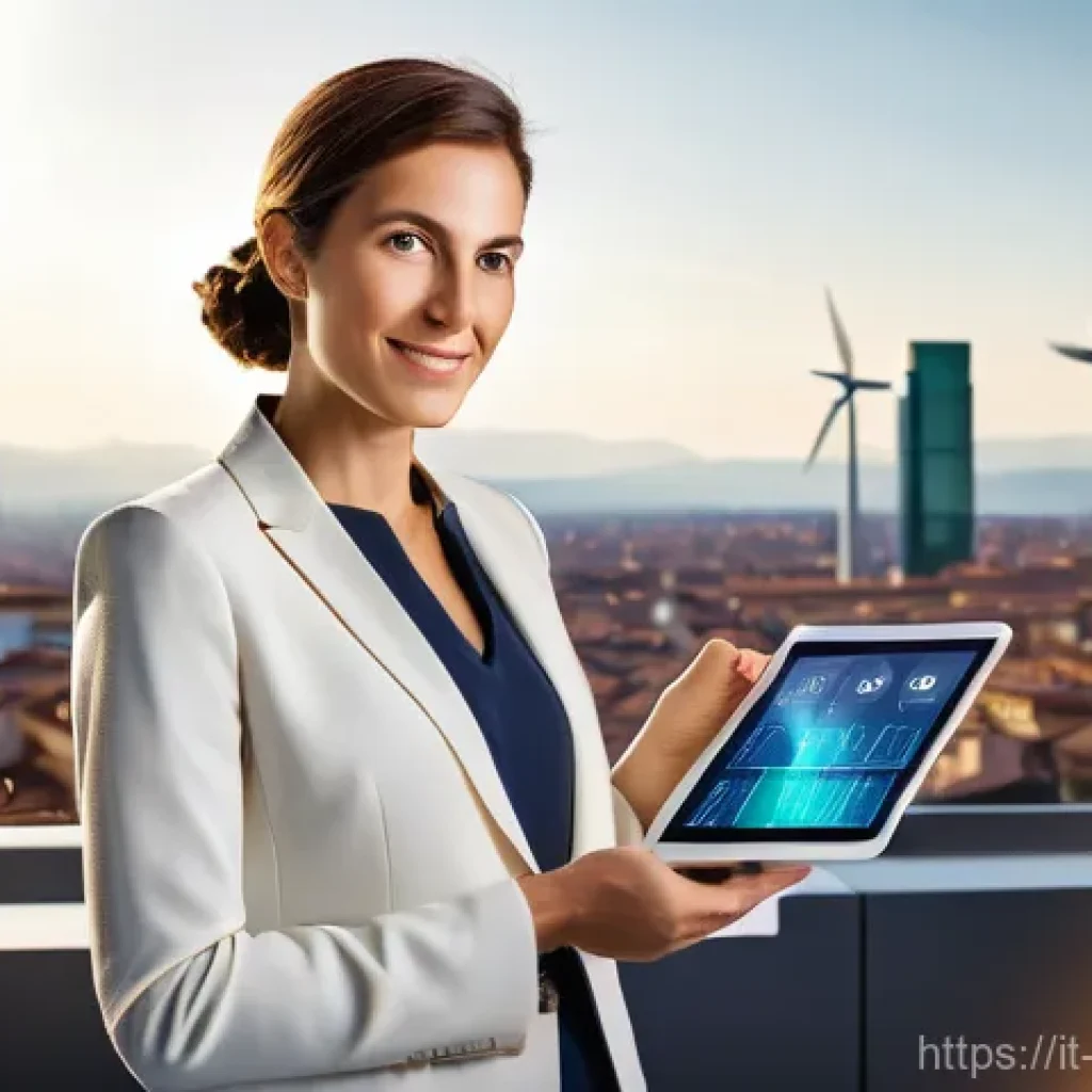 에너지관리 자격증 시험 필수 팁 - A professional and confident Italian Energy Management Expert (EGE), mid-career, wearing stylish bus...