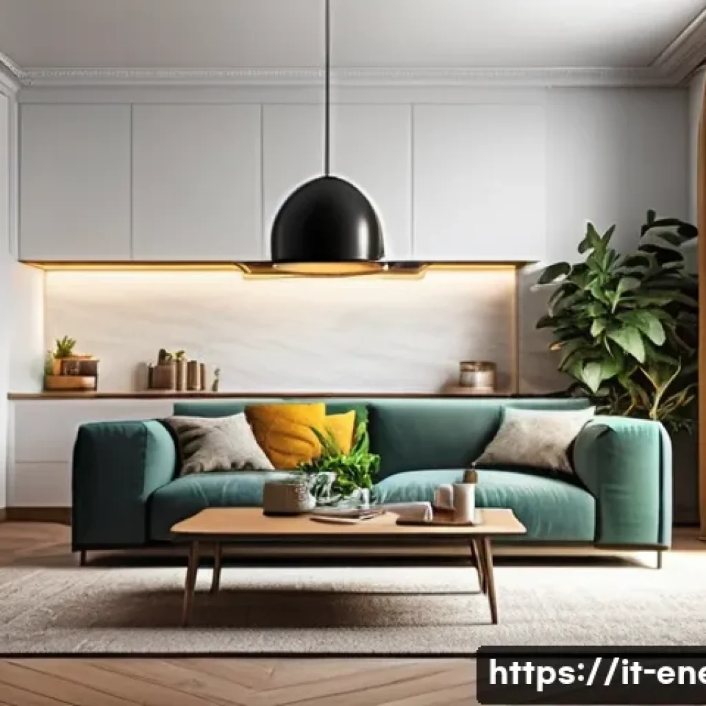 에너지 효율화 기술과 환경 보호 - A modern Italian home interior showcasing an energy-efficient heating and cooling