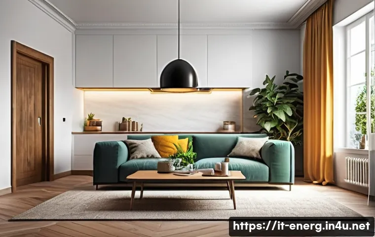 에너지 효율화 기술과 환경 보호 - A modern Italian home interior showcasing an energy-efficient heating and cooling