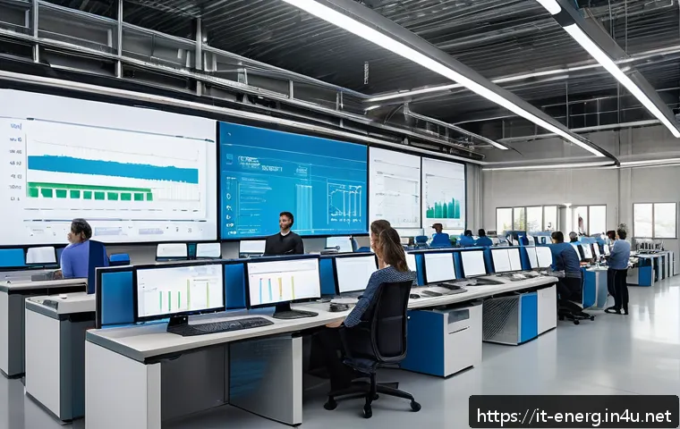 에너지관리 자격증 실무 활용 사례 - A modern Italian manufacturing plant interior, showing diverse employees in casual business attire a...
